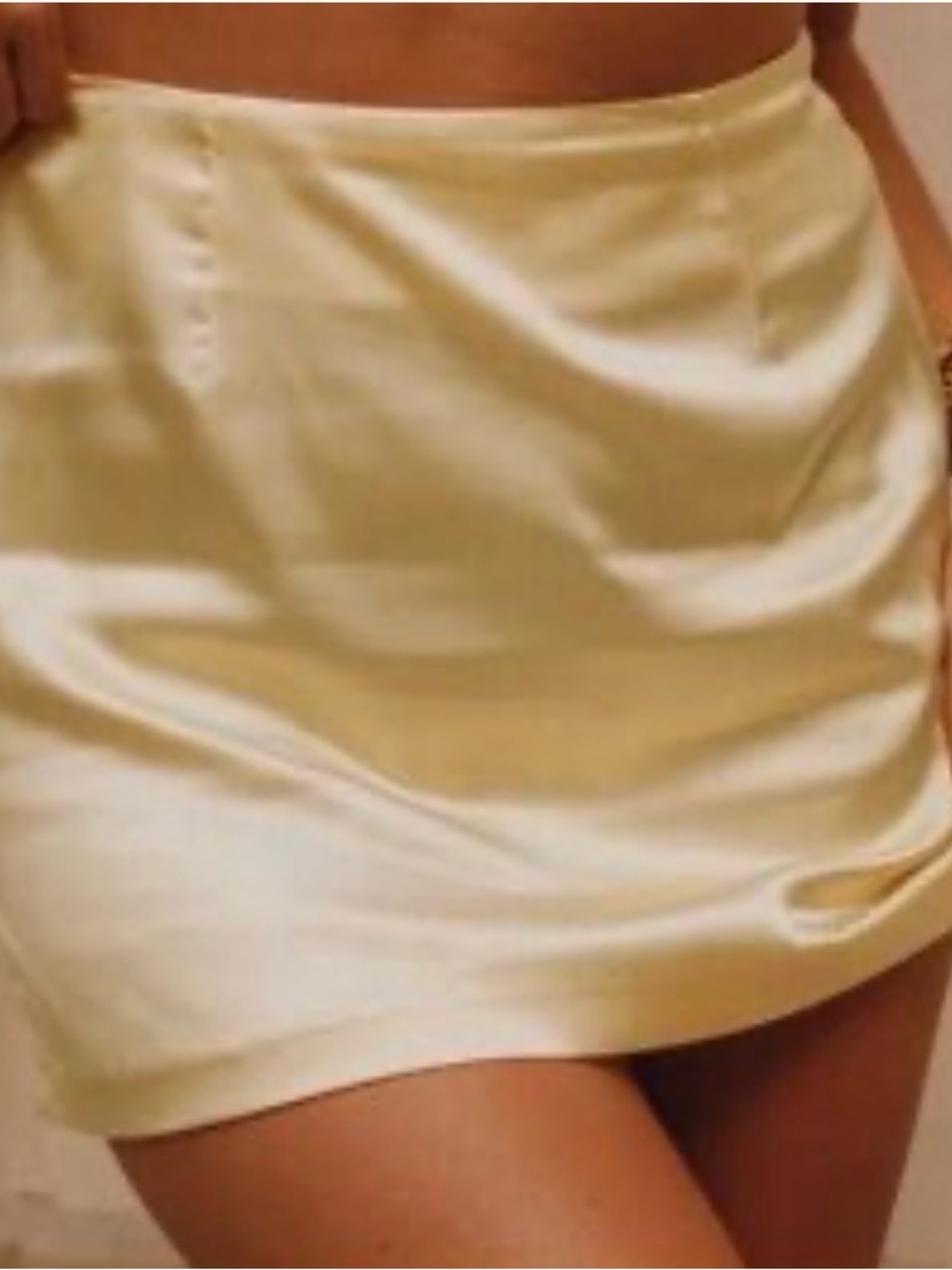 Daily Drills butter Yellow silk silky satin Mini Skirt medium nwot